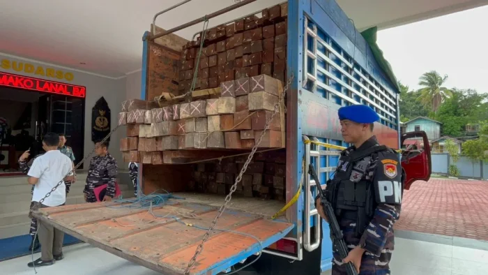 Lanal Balikpapan Bongkar Sindikat Kayu Ulin Ilegal. Foto: BorneoFlash/Niken Sulastri