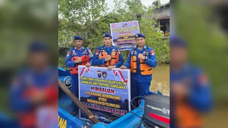 Waspada Serangan Buaya, Ditpolairud Polda Kaltim Pasang Imbauan di Sejumlah Sungai Rawan Kukar