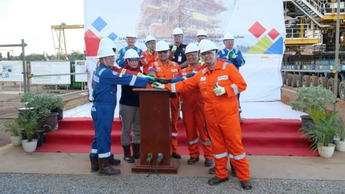 PHM melaksanakan seremoni Load Out dan Sail Away Topside di fasilitas fabrikasi milik PT Meindo Elang Indah, Tanjung Pinang, Kepulauan Riau, pada 17 April 2026. Foto: HO/PHM