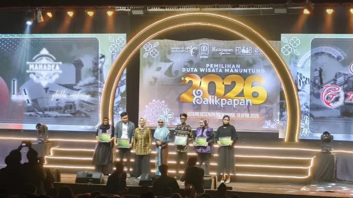 Pemilihan Putra Putri Duta Wisata Manuntung dan Putri Pariwisata Kota Balikpapan Tahun 2026 di Gedung Kesenian Balikpapan, pada Sabtu Malam (18/4/2026). Foto: BorneoFlash/Ardian