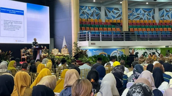 Berbagai lintas stakeholder menghadiri Kick Off dan Sosialisasi Perluasan Piloting Digitalisasi Perlindungan Sosial Kota Balikpapan di Balikpapan Sport and Convention Center (BSCC)/Dome, pada Selasa (2/6/2026). Foto: BorneoFlash/Niken Sulastri