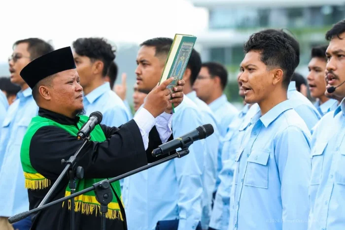 Pelantikan dan Pengambilan sumpah 555 CPNS menjadi PNS angkatan pertama Otorita IKN di Taman Kusuma Bangsa, KIPP IKN, pada Senin (8/6/2026). Foto: HO/Humas Otorita IKN