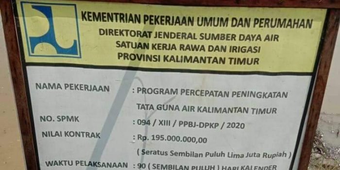 Warga Mengeluh Belum Ada Realisasi, Plang Pembangunan Irigasi Pemprov Kaltim Berdiri  di Desa Jumparing