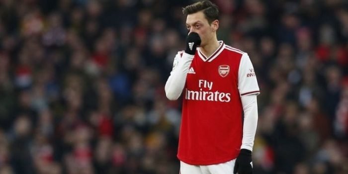 Mesut Oezil pada laga pekan ke-20 Liga Inggris antara Arsenal vs Chelsea di Stadion Emirates, Minggu 29 Desember 2019.(AFP/ IAN KINGTON
