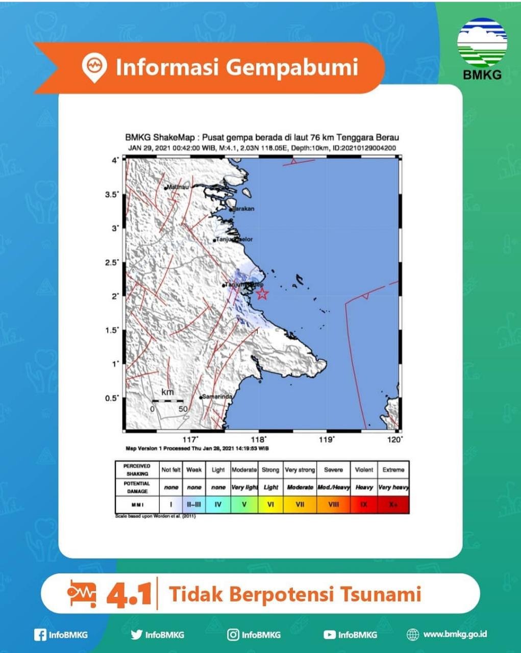 Gempa Guncang Berau, Tidak Timbulkan kerusakan