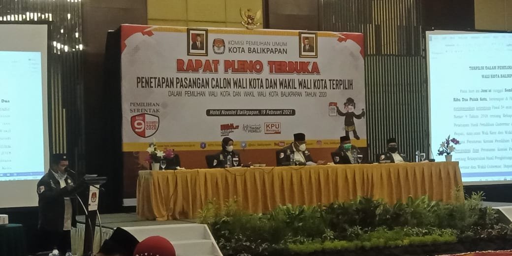 KPU Balikpapan Gelar Rapat Pleno Terbuka Penetapan Pasangan Calon Walikota dan Wakil Walikota Terpilih Tahun 2020