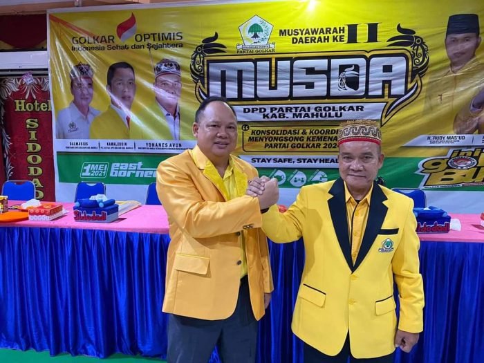 Yohanes Avun saat kegiatan Musda II DPD Partai Golkar di hotel Sidodadi Kutai Barat. Minggu (2/5/2021). Foto : BorneoFlash.com/Lilis suryani.