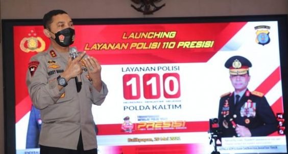 Kapolda Kaltim Irjen Pol Herry Rudolf Nahak saat peluncuran layanan darurat 110