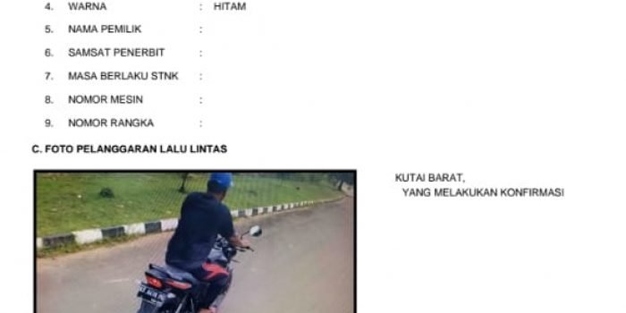 15 Pelanggar Yang Terjaring ETLE di Kutai Barat, Hanya 6 Yang Sudah Konfirmasi