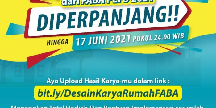Waktu Pendaftaran Lomba Desain Rumah dari FABA Diperpanjang Hingga 17 Juni 2021. Foto : Flayer PLN.