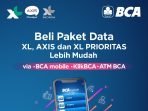 PT XL Axiata Tbk (XL Axiata) menjalin kerjasama strategis dengan Bank Central Asia (BCA) guna mempermudah pelanggan yang sekaligus nasabah masing-masing pihak untuk mendapatkan akses pembelian data internet. Foto : HO.