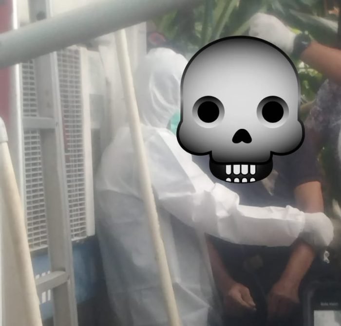 Penemuan jasad seorang pria paruh baya dalam kondisi leher terikat tali menghebohkan warga, di jln Syarifuddin Yoes, Kelurahan Sepinggan Baru, Balikpapan Selatan (Balsel), Jum'at (2/7/2021). Foto : HO/Group Whatsapp.