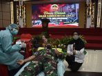 Kodam VI/Mulawarman Melaksanakan Donor Darah yang dilaksanakan di Aula Kodam VI/Mulawarman. Kamis (8/7/2021). Foto : HO/Pendam VI/Mlw.