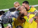 Tim Brasil kalahkan Spanyol di masa perpanjangan waktu dan Rebut Medali Emas Olimpiade Tokyo 2020. Foto : REUTERS/STOYAN NENOV.