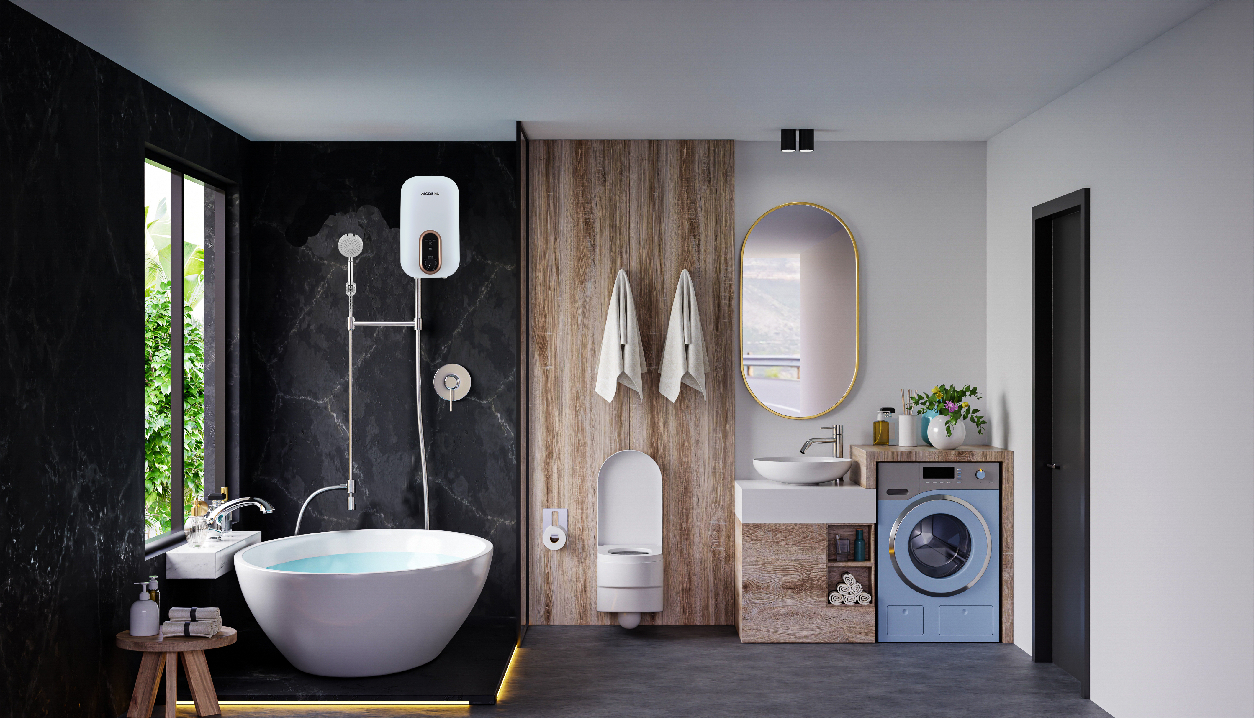 MODENA Electric Instant Water Heater EI 2 W & Hand Shower HS 4532, Bugarkan dan Tingkatkan Pengalaman Mandi Konsumen