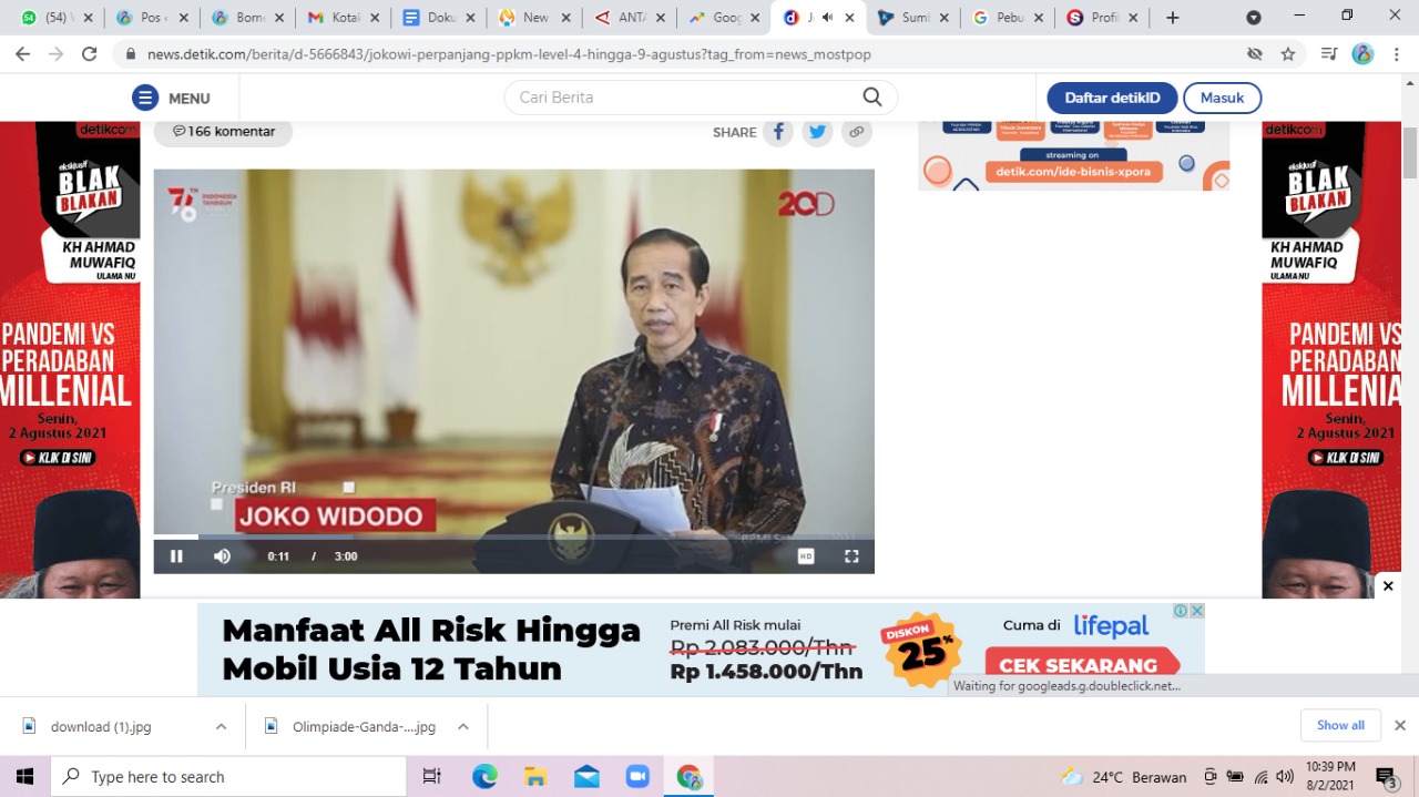 Resmi, Jokowi Perpanjang PPKM Level 4 Hingga 9 Agustus