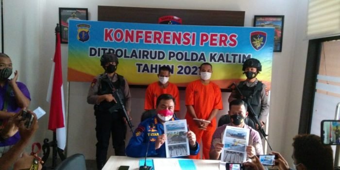 Ditpolairud Polda Kalimantan timur melangsungkan pertemuan jurnalis tindak pidana perampokan batu bara yang terjadi di Perairan Muara Pegah pada Jumat (13/8/2021)