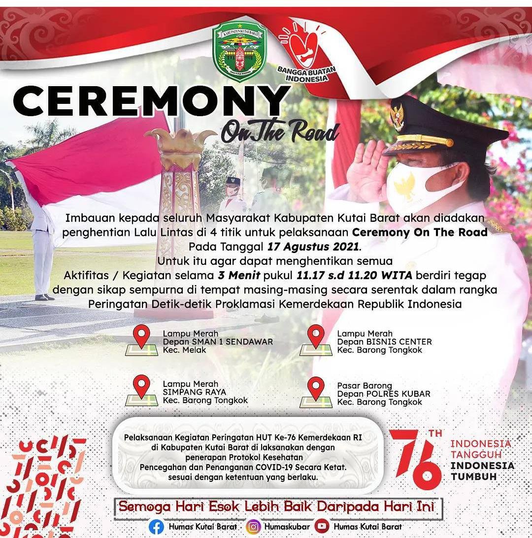 Proklamasi Kemerdekaan RI ke 76, Pemkab Kubar Akan Kerjakan Ceremony On The Road di 4 Titik Trafik Light Proklamasi Kemerdekaan RI ke 76, Pemkab Kubar Akan Kerjakan Ceremony On The Road di 4 Titik Trafik Light