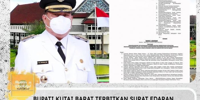 Tangkapan Layar surat edaran Bupati Kutai Barat berkaitan peraturan perpanjangan PPKM level PPKM level 3 di wilayah Kutai Barat.