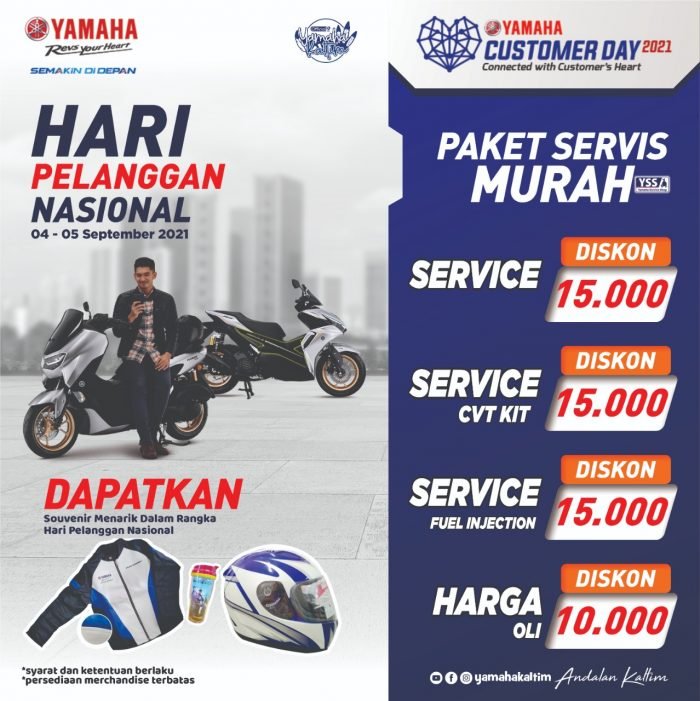 Yamaha Kaltim Siapkan Paket Servis Murah dan Hadiah Langsung Menarik dalam Rangka Hari Pelanggan Nasional tahun 2021. Foto : HO.