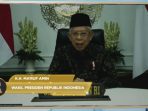 Wakil Presiden Republik Indonesia Ma’ruf Amin Hadiri Langsung Penganugerahan Paritrana Award 2020 secara daring melalui kegiatan webinar. Foto : HO.