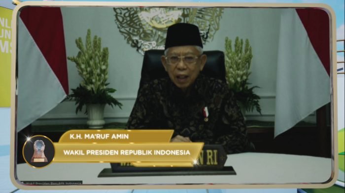 Wakil Presiden Republik Indonesia Ma’ruf Amin Hadiri Langsung Penganugerahan Paritrana Award 2020 secara daring melalui kegiatan webinar. Foto : HO.