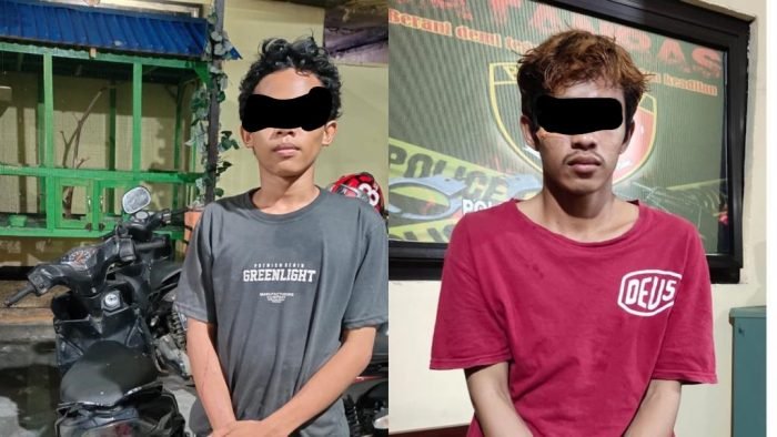 kedua pelaku tindak pidana pencurian (Jambret) berinisial  FA (18) dan RI (17)  berhasil diamankan Jajaran Polsek Balikpapan Barat. Foto : BorneoFlash.com/Eko.