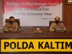 Divisi Hukum Mabes Polri gelar Bimbingan Verifikasi Peraturan  Kapolda di Polda Kalimantan Timur,  bertempat di Ruang Rupatama Polda Kaltim, Kamis (2/12/2021). Foto : HO/Humas Polda Kaltim.