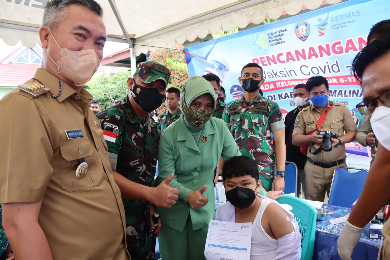 Dandim 0910/Malinau Hadiri Acara Launching Vaksin Covid-19 Anak Usia 6-11 Tahun dan Vaksinasi Booster