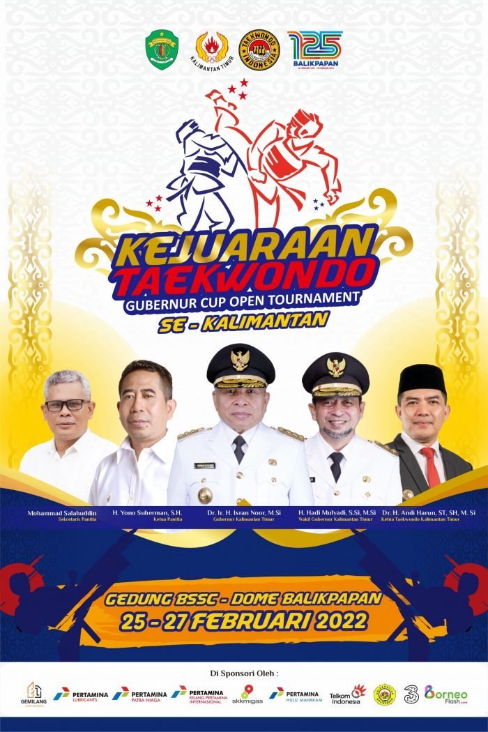 Taekwondo Balikpapan gelar Kejuaraan Taekwondo Gubernur Cup Open Tournament Se-Kalimantan  pada tanggal 25-27 Februari 2022 yang akan berlangsung di Gedung Balikpapan Sport Convention Center (BSCC/DOME) Balikpapan. Foto: HO/Panitia Gubernur Cup.