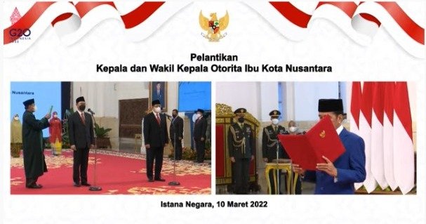 Presiden RI Joko Widodo (Jokowi) akan melantik Kepala Otorita Ibu Kota Nusantara (IKN) dan Wakil Kepala Otorita IKN, Kamis (10/03/2022) sore. Foto: HO/ YouTube Sekretariat Presiden.