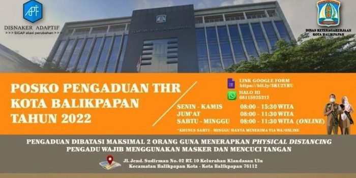 Disnaker Kota Balikpapan Buka Posko Pengaduan THR
