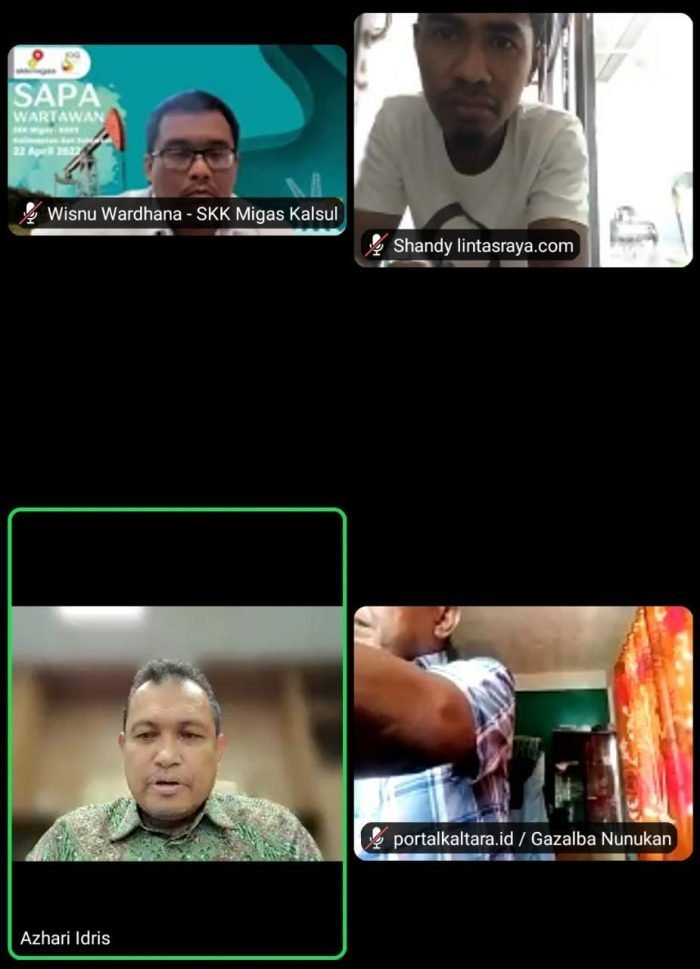 Satuan Kerja Khusus Pelaksana Kegiatan Usaha Hulu Minyak dan Gas Bumi (SKK Migas) Perwakilan Wilayah Kalimantan dan Sulawesi (Kalsul) gelar kegiatan Sapa Wartawan secara online, Jumat (22/4/2022). Foto: BorneoFlash.com/Niken.