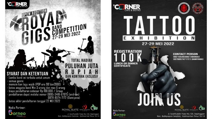 Hotel Royal Suite Balikpapan gelar even 2022 Royal Gigs Band Competition and Tattoo Exhibition yang akan berlangsung, Minggu (29/5/2022). Foto: HO.