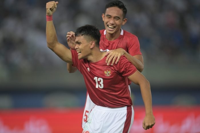 Rachmat Irianto berhasil mencetak gol ke gawang Kuwait Pada menit ke 46'. Foto: pssi.org