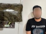 Pelaku dan Barang Bukti ganja total seberat sekitar 436 gram bruto. Foto: Kolase Humas Polda Kaltim.