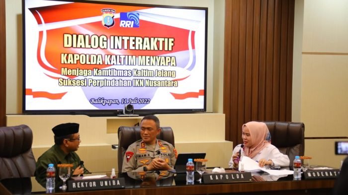 Kapolda Kaltim Irjen Pol Drs, Imam Sugianto, M.Si., menjadi narasumber dalam Dialog Interaktif Aspirasi Nusantara, Senin (11/7/2022). Foto: HO/Humas Polda Kaltim.