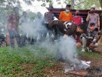 Ditresnarkoba Polda Kaltim Lakukan Pemusnahan barang bukti ganja dengan cara dibakar. Jumat (22/7/2022). Foto: BorneoFlash.com/Niken.
