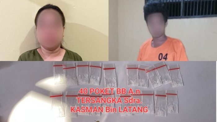 Dua pelaku tindak pidana Narkotika beserta barang bukti sebanyak 89 poket narkotika jenis Sabu berhasil ditangkap Ditpolairud Polda Kaltim, Selasa (9/08/22). Foto:BorneoFlash.Com/Ist.