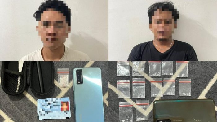 Pelaku dan barang bukti pelaku penyalahgunaan Narkotika. Foto: HO/Humas Polda Kaltim.