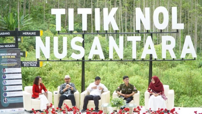 Kepala Otorita Ibu Kota Nusantara (OIKN) Bambang Susantono dalam "Bincang Asik di Titik Nol" yang diselenggarakan secara luring dan daring di Titik Nol Ibu Kota Nusantara, Kamis (18/8/2022) siang. Foto:BorneoFlash.com/Ist.
