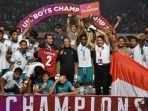 Tim U-16 Indonesia memastikan menjadi juara Piala AFF setelah di final menundukkan Vietnam 1-0 di Stadion Maguwoharjo, Sleman, Yogyakarta, Jumat (12/8/2022) malam. Foto: HO/pssi.org