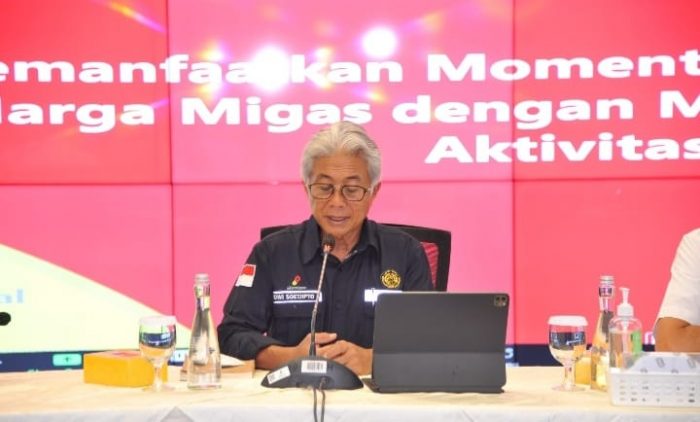Kepala SKK Migas Dwi Soetjipto pada kegiatan konferensi pers triwulan ketiga tahun 2022 di Jakarta (17/10/2022). Foto: BorneoFlash.com/Ist.