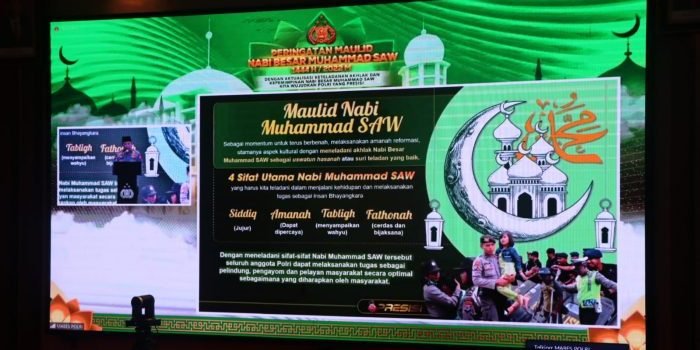 Polda Kalimantan Timur (Kaltim) gelar peringatan Maulid Nabi Muhammad SAW 1444 H secara virtual, di Gedung Mahakam Polda Kaltim, Selasa (18/10/2022). Foto: HO/Humas Polda Kaltim.