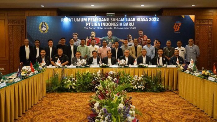 Rapat Umum Pemegang Saham (RUPS) Luar Biasa PT Liga Indonesia Baru (LIB) di Hotel Sultan Jakarta pada Selasa (15/11/2022). Foto: HO/pssi.org.
