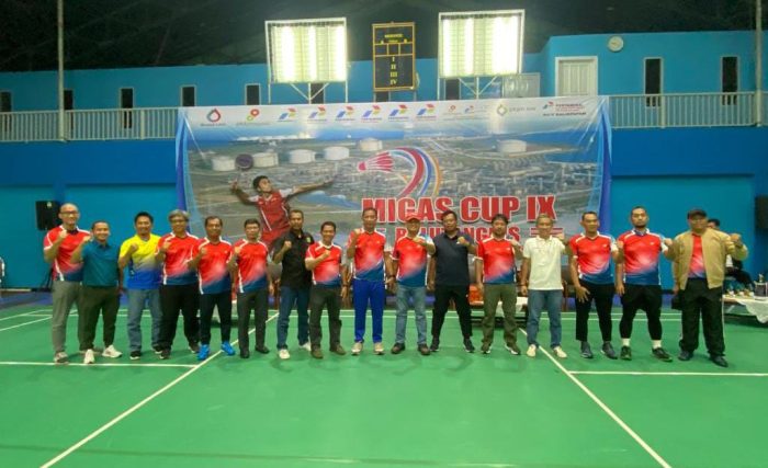 Pembukaan kejuaraan bulu tangkis Migas Cup Kalsul ke IX Tahun 2023, berlangsung di GOR Gelora Patra, pada hari Sabtu (11/3/2023).