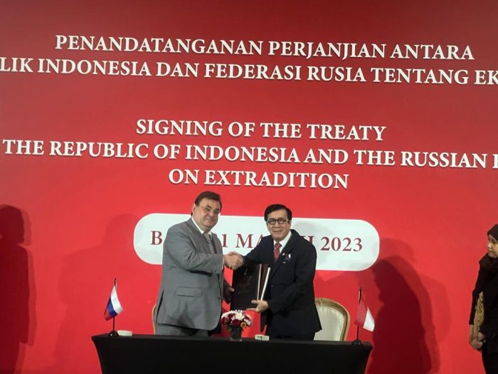 Penandatanganan ekstradisi Indonesia Rusia. Foto: HO.