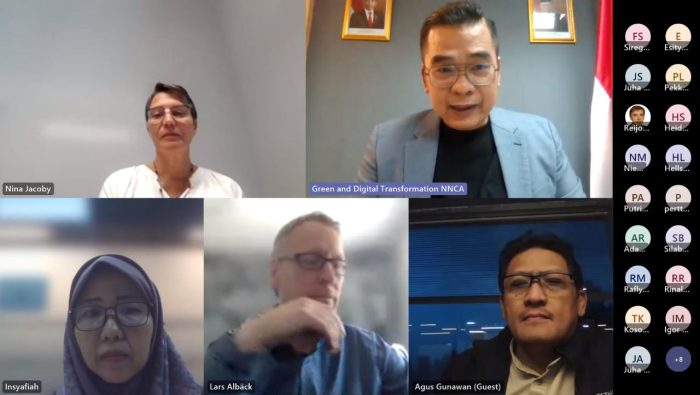Otorita Ibu Kota Nusantara (OIKN) mengadakan virtual business forum terkait pengembangan Nusantara, kepada perwakilan kementerian asal Finlandia, pada Senin (19/6/2023). Foto: BorneoFlash.com/Ist.