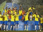 Timnas U-17 Brasil sudah memastikan tiket ke Piala Dunia U-17 2023 sejak April lalu. Foto: AFP/MIGUEL SCHINCARIOL.