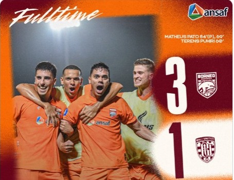 Borneo FC sukses mengalahkan Bali United dengan skor 3-1. Foto: HO/twitter Borneo FC.